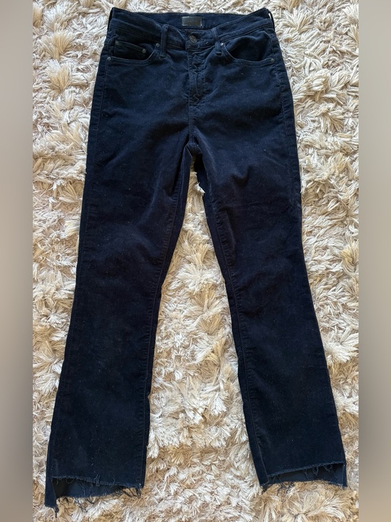 MOTHER Denim - Mother Navy Insider Crop Step Fray cords